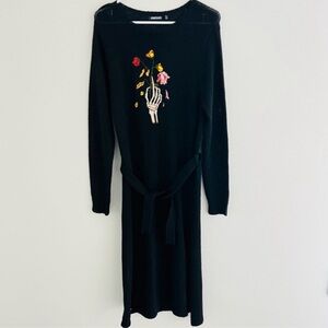 Jawbreaker Dead Flowers Embroidered Midi Knitted Shirt Dress XL